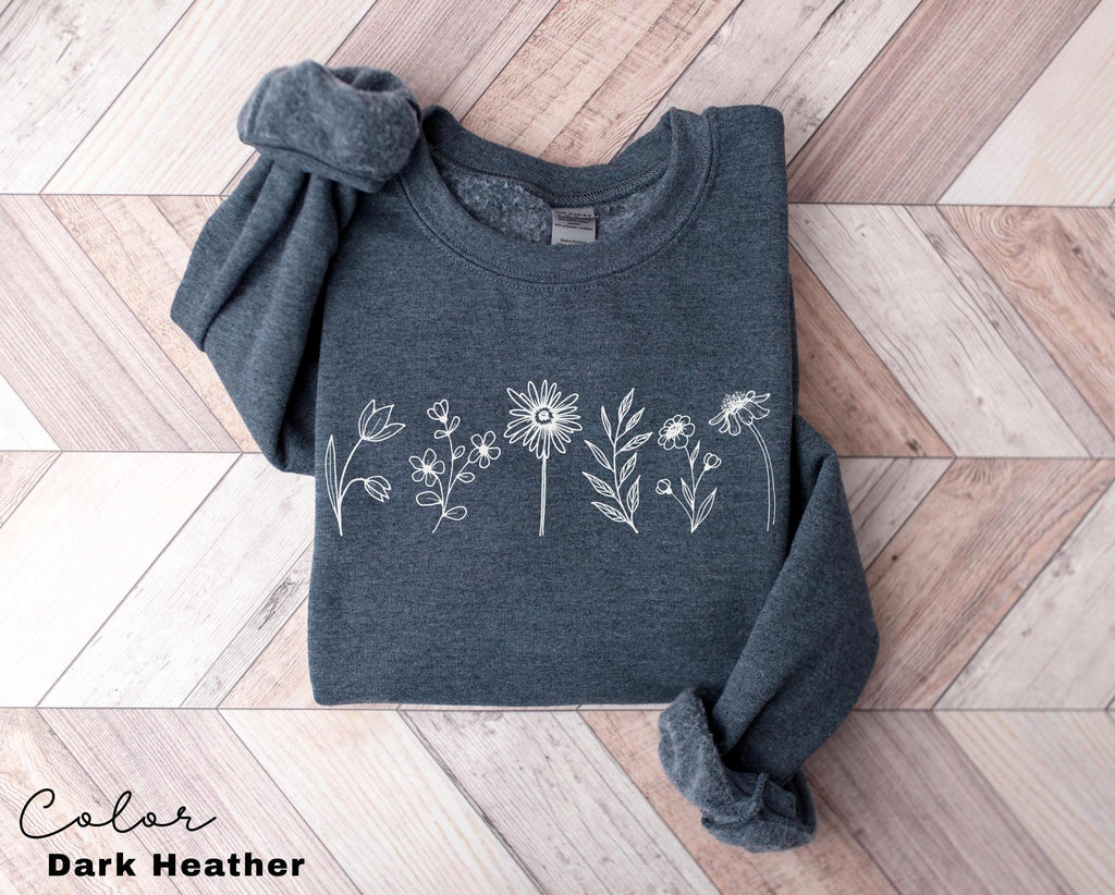 Wildflowers Sweatshirt, Flower Crewneck Sweatshirt, Floral Sweatshirt For Women, Flower Lover Sweatshirt, Flowers Hoodie, Women Gift