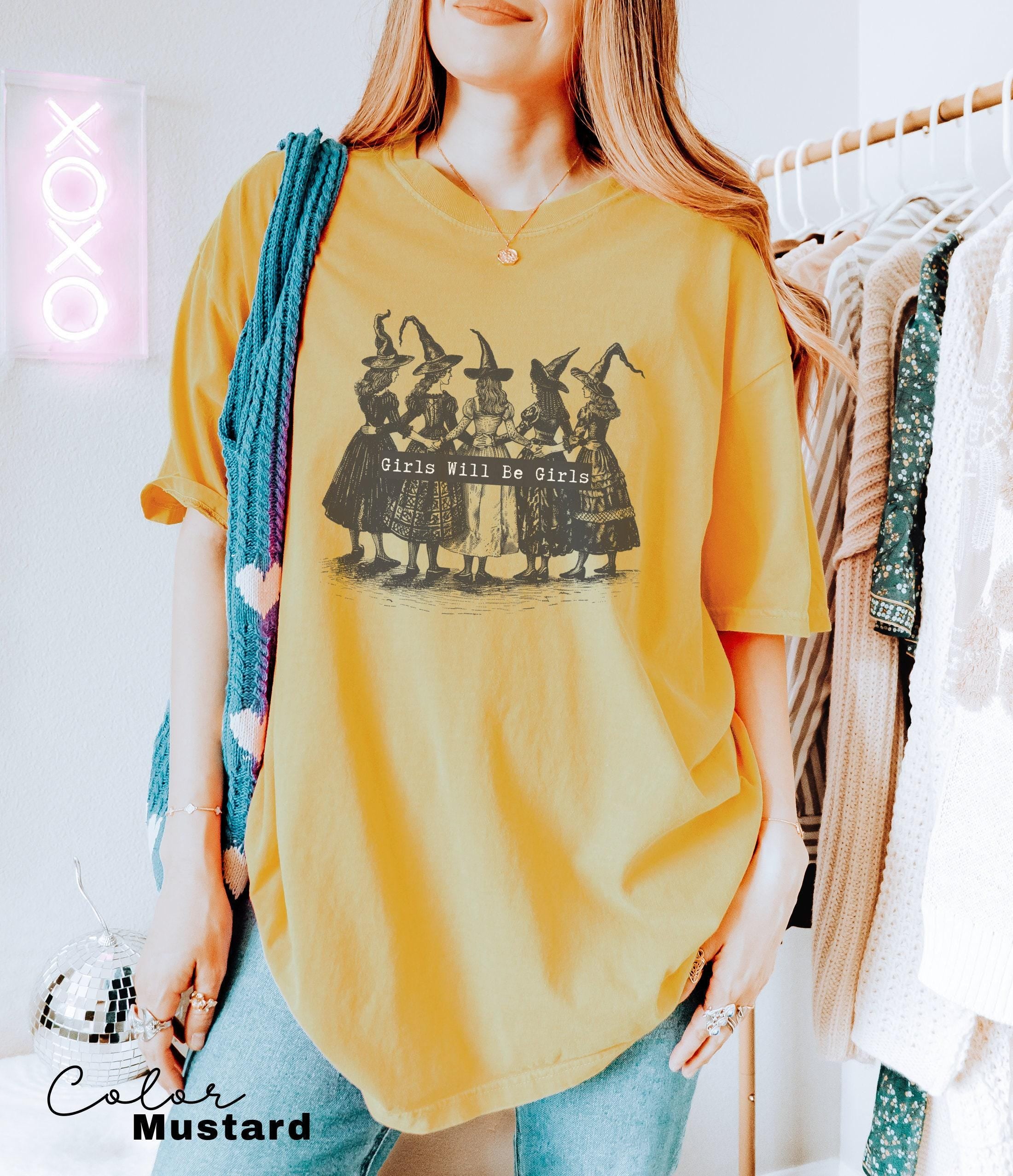 Girls Will Be Girls Witch Shirt, Funny Witch Shirt, Halloween Women Shirt, Witchy Vibes Shirt, Halloween Party Shirt, Vintage Halloween