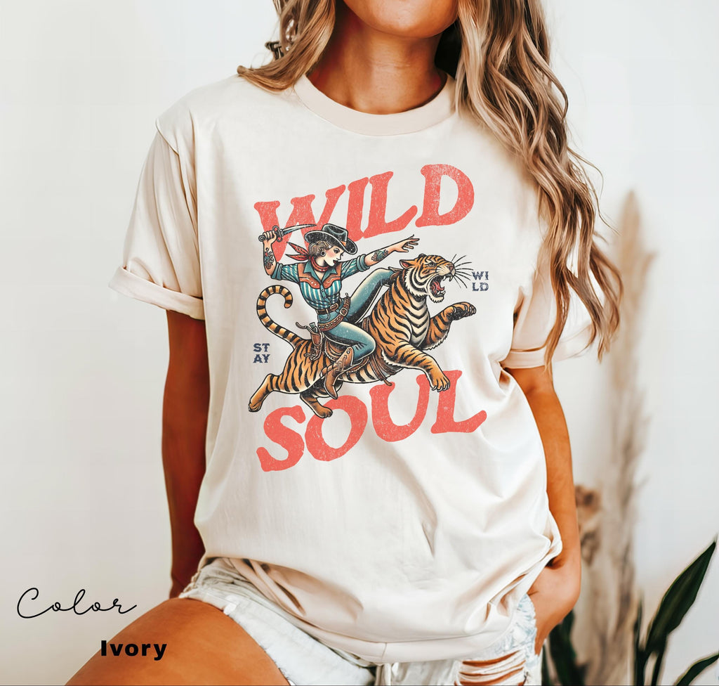 Wild Soul Tiger Shirt, Retro Cowgirl, Country Shirt, Rodeo T-Shirt, Country Concert Tee, Western Graphic Tee for Women, Western Tee,