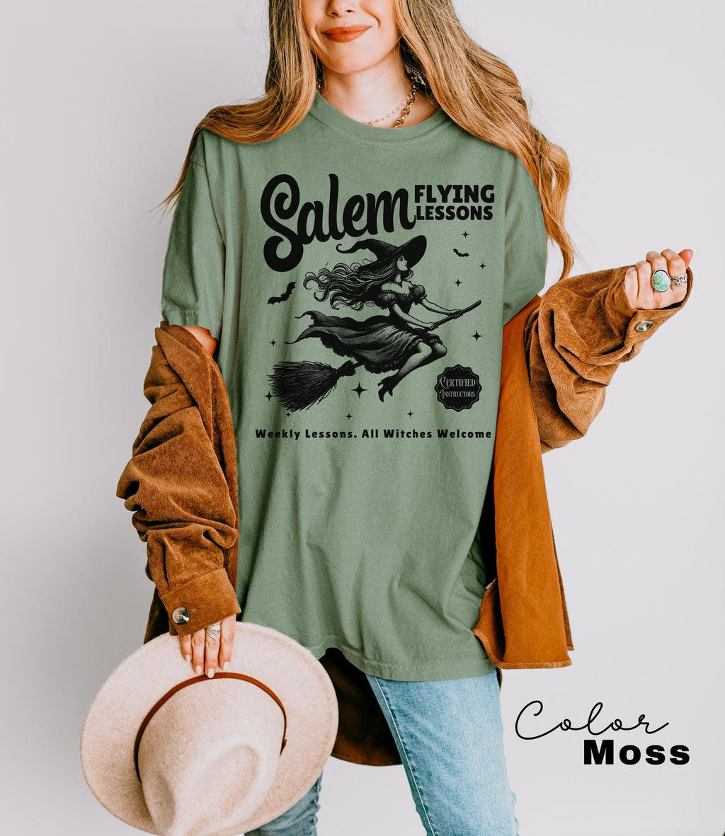 Witch Shirt Halloween, Salem Flying Lessons Witch Shirt, Halloween Women Shirt, Witchy Vibes Shirt, Vintage Halloween Shirt, Oversized Shirt