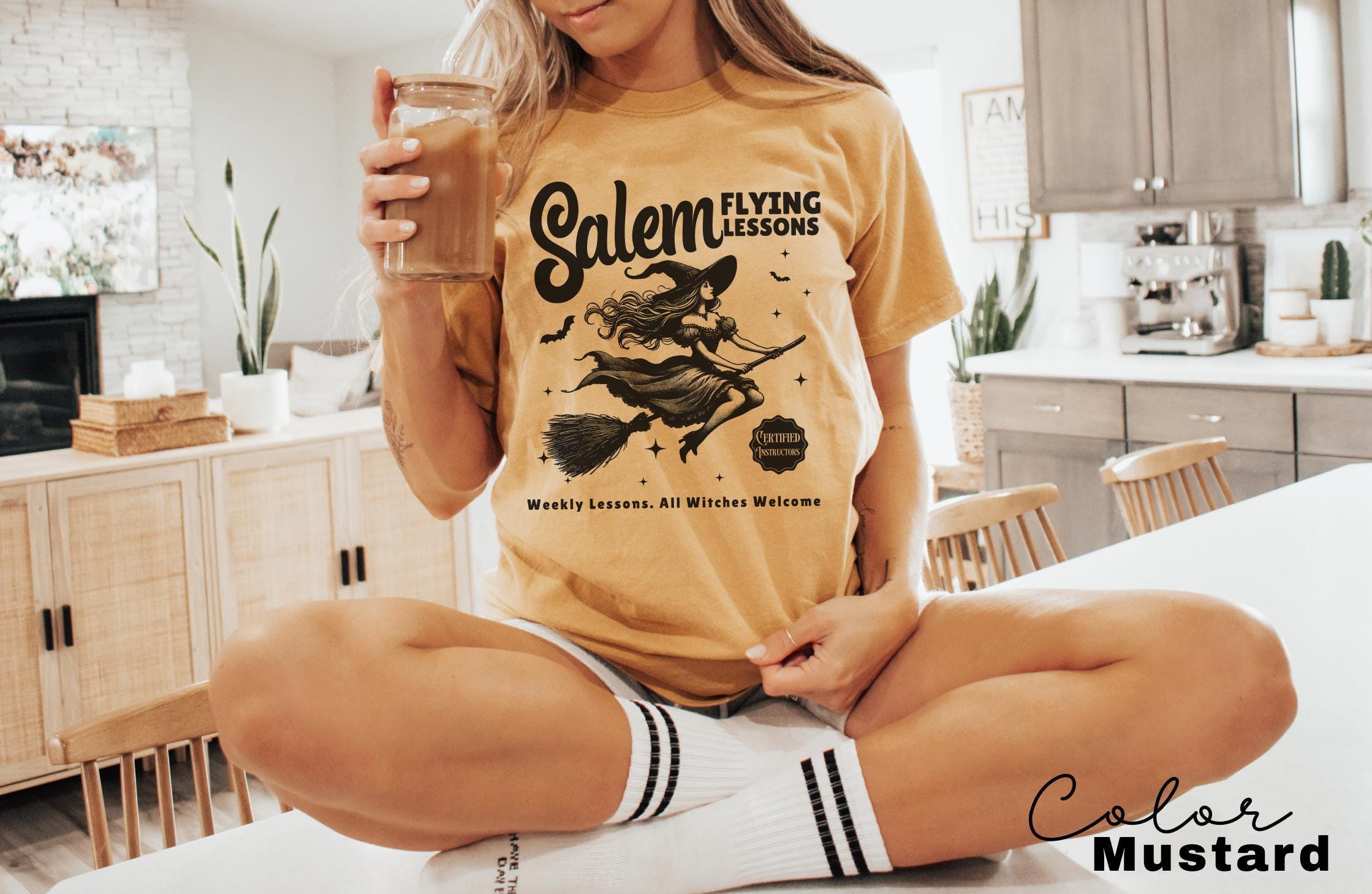 Witch Shirt Halloween, Salem Flying Lessons Witch Shirt, Halloween Women Shirt, Witchy Vibes Shirt, Vintage Halloween Shirt, Oversized Shirt