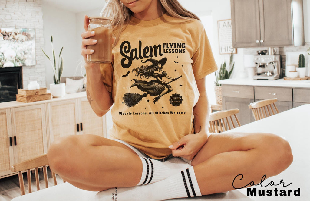 Witch Shirt Halloween, Salem Flying Lessons Witch Shirt, Halloween Women Shirt, Witchy Vibes Shirt, Vintage Halloween Shirt, Oversized Shirt