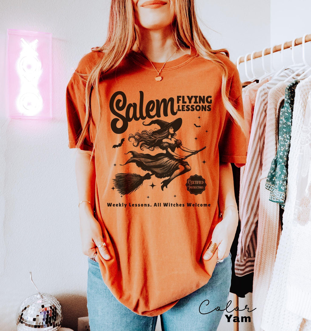Witch Shirt Halloween, Salem Flying Lessons Witch Shirt, Halloween Women Shirt, Witchy Vibes Shirt, Vintage Halloween Shirt, Oversized Shirt