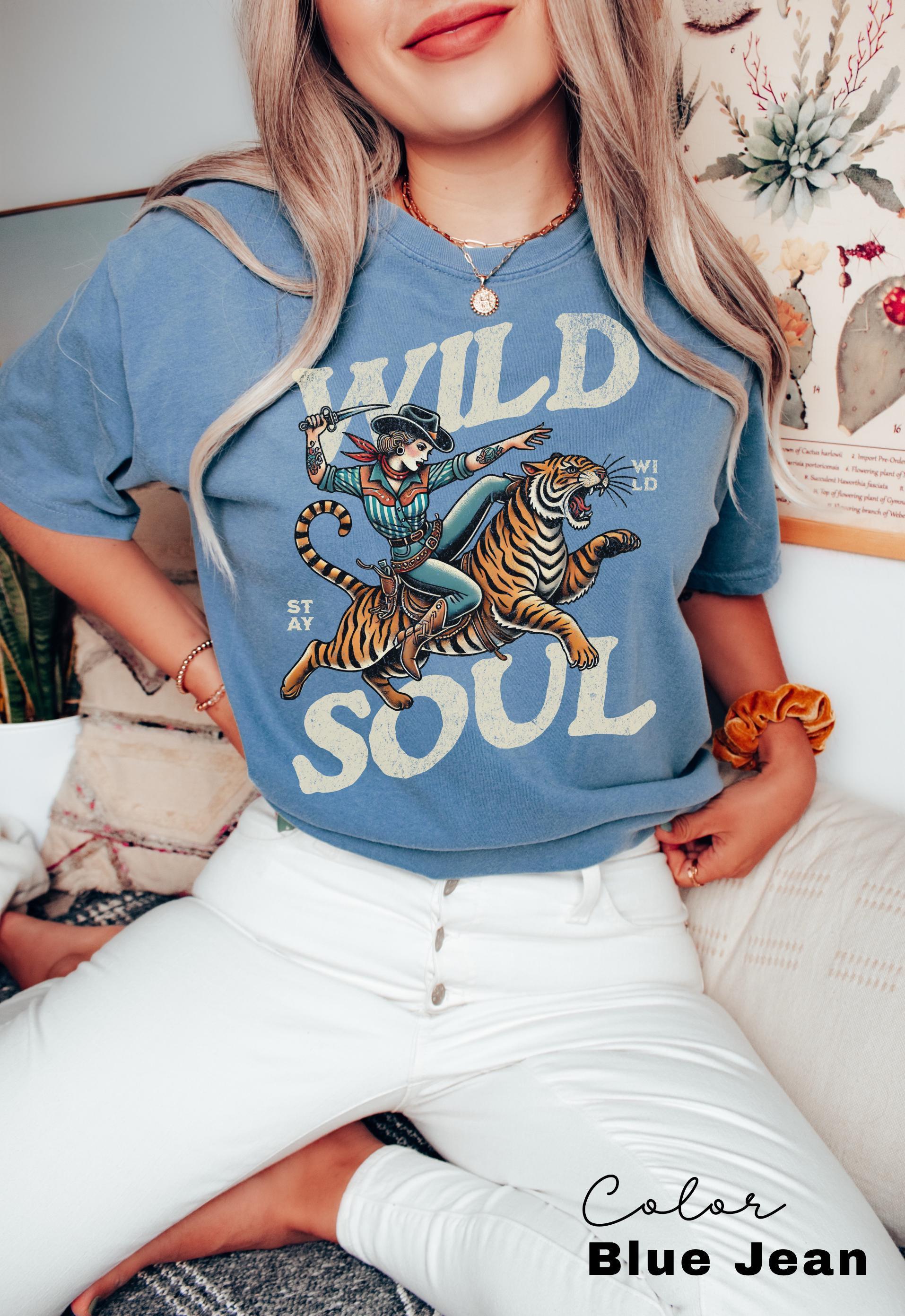 Wild Soul Tiger Shirt, Retro Cowgirl, Country Shirt, Rodeo T-Shirt, Country Concert Tee, Western Graphic Tee for Women, Western Tee,