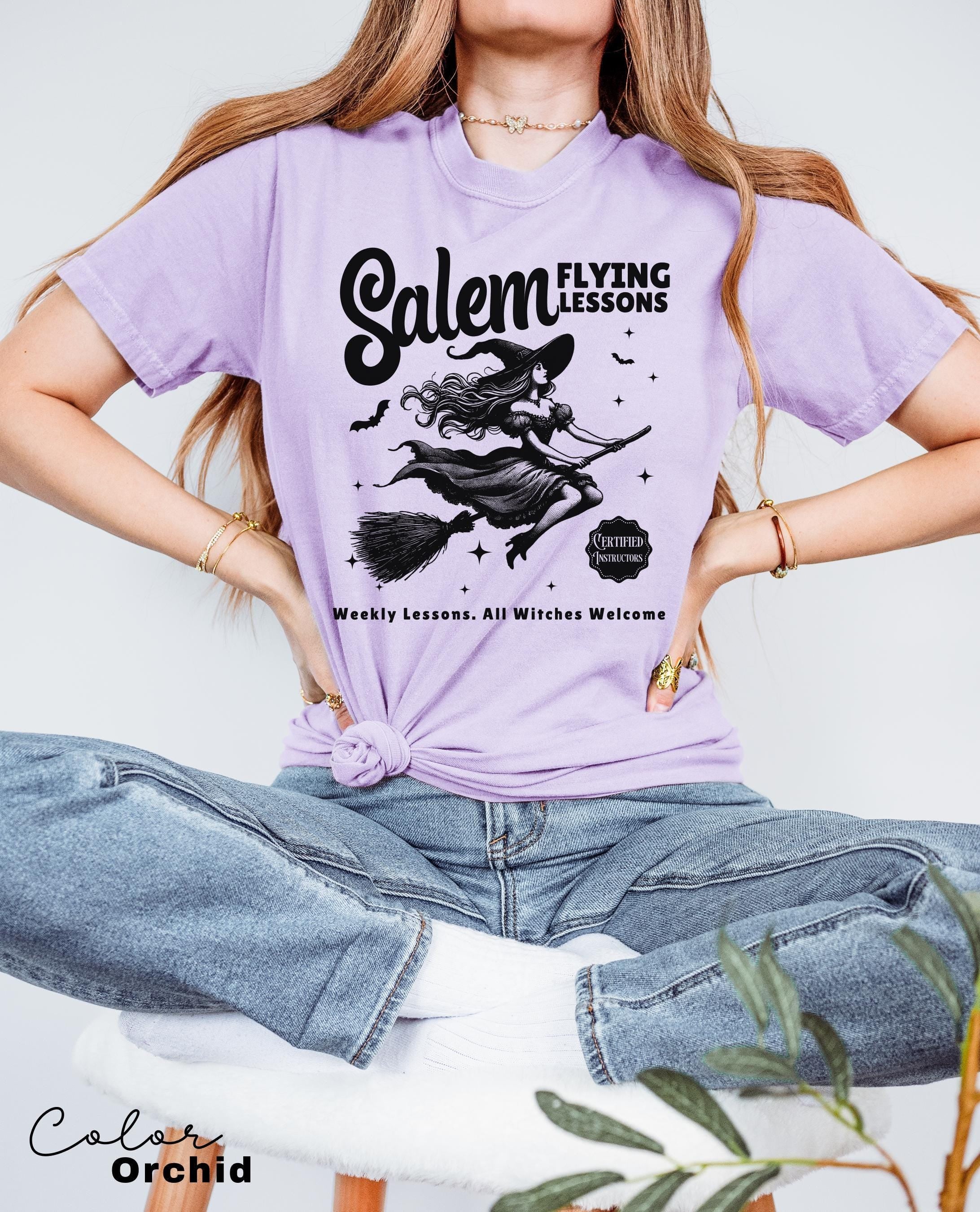 Witch Shirt Halloween, Salem Flying Lessons Witch Shirt, Halloween Women Shirt, Witchy Vibes Shirt, Vintage Halloween Shirt, Oversized Shirt