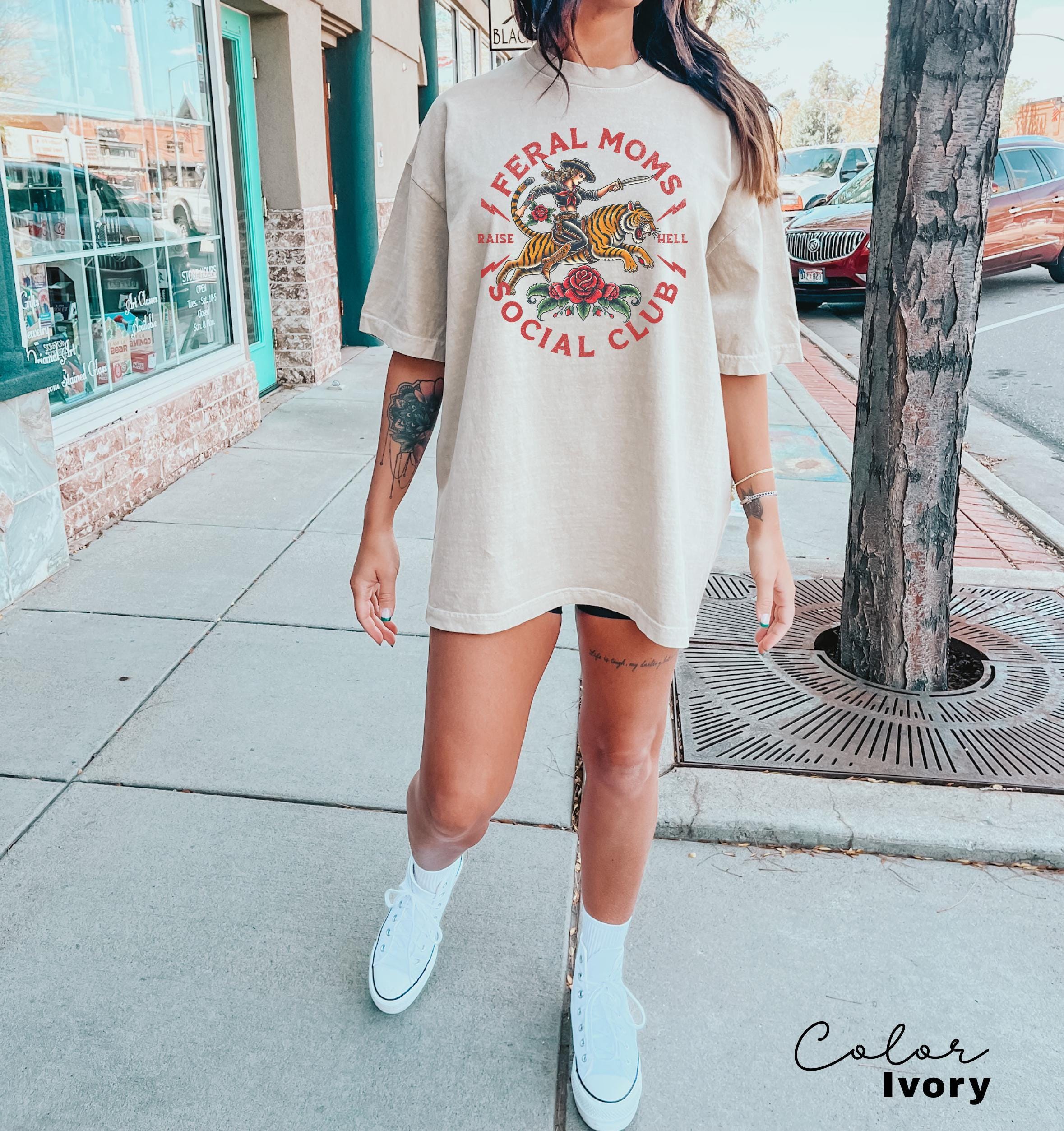 Feral Moms Social Club Shirt, Comfort Colors Vintage Graphic Tee, Feral Mom Gift, Somebody's Feral Wife, Mom Life Tshirt, Trendy Mom Apparel