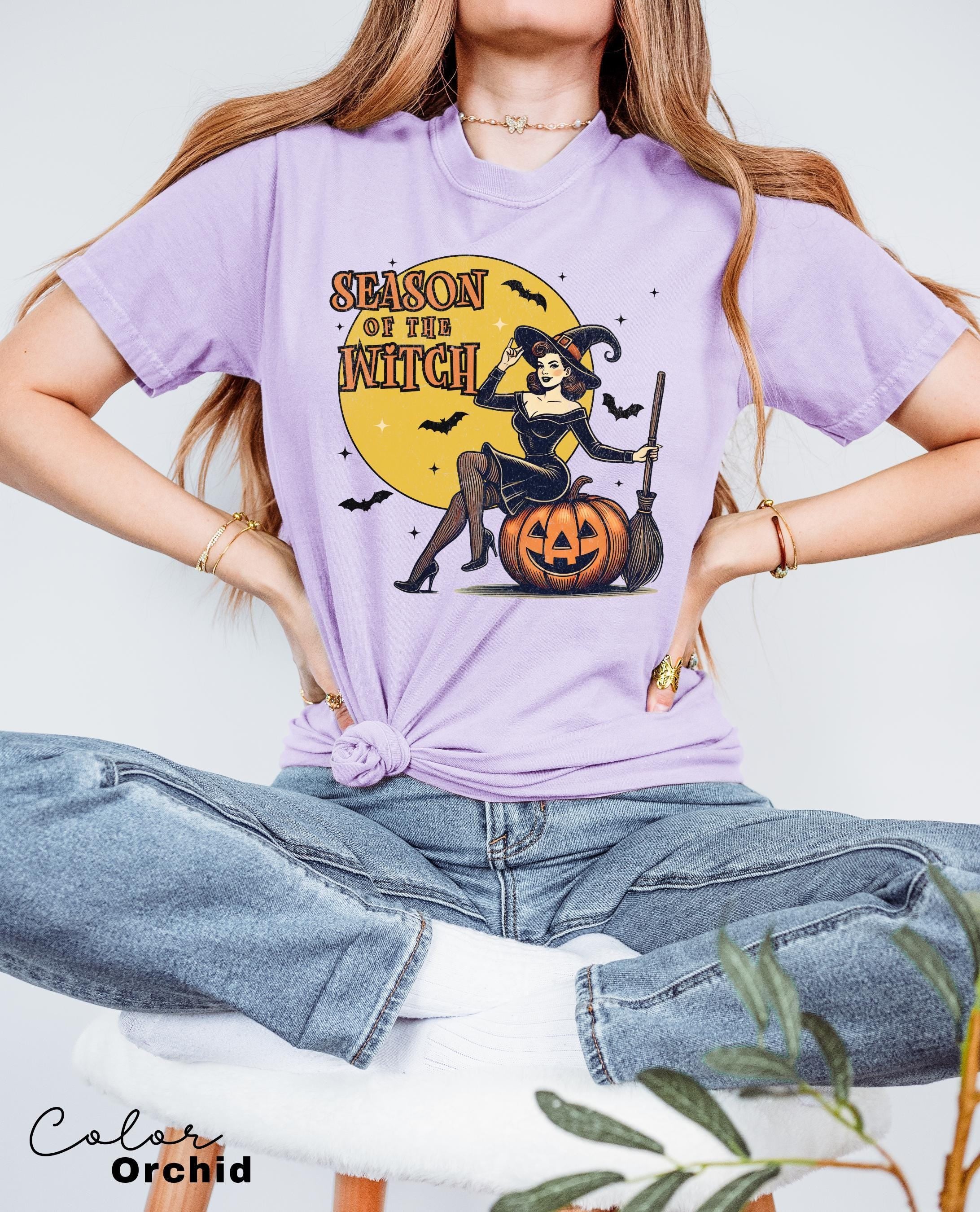 Season of the Witch Shirt Funny Vintage Halloween Tshirt Cute Retro Horror Social Club Tee Fall Party Trendy Spooky Clothing Comfort Colors