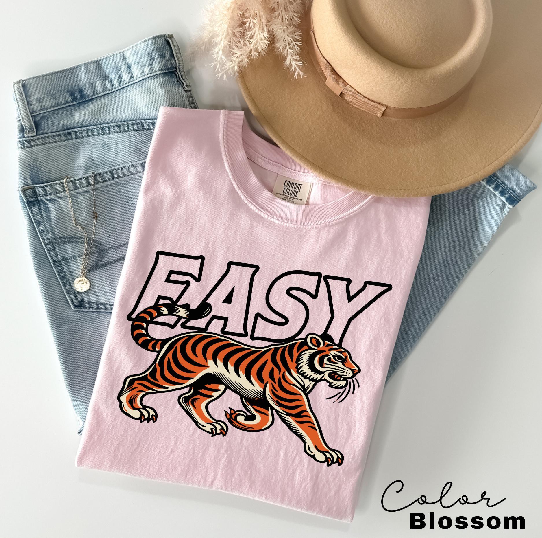 Easy Tiger Shirt, Retro Boho Hippie Shirt,90s Style Shirt, Comfort Colors Shirt, Oversized Vintage Inspired Graphic Tee, Funny Meme,