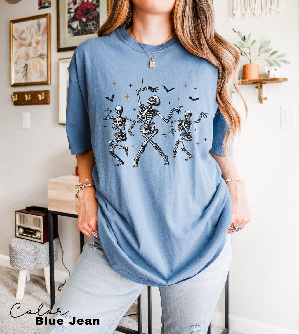 Dancing Skeleton Shirt, Retro Halloween Women's Shirt, Fall Halloween Party TShirt, Comfort Colors, Spooky Season Tee, Dancing Halloween,