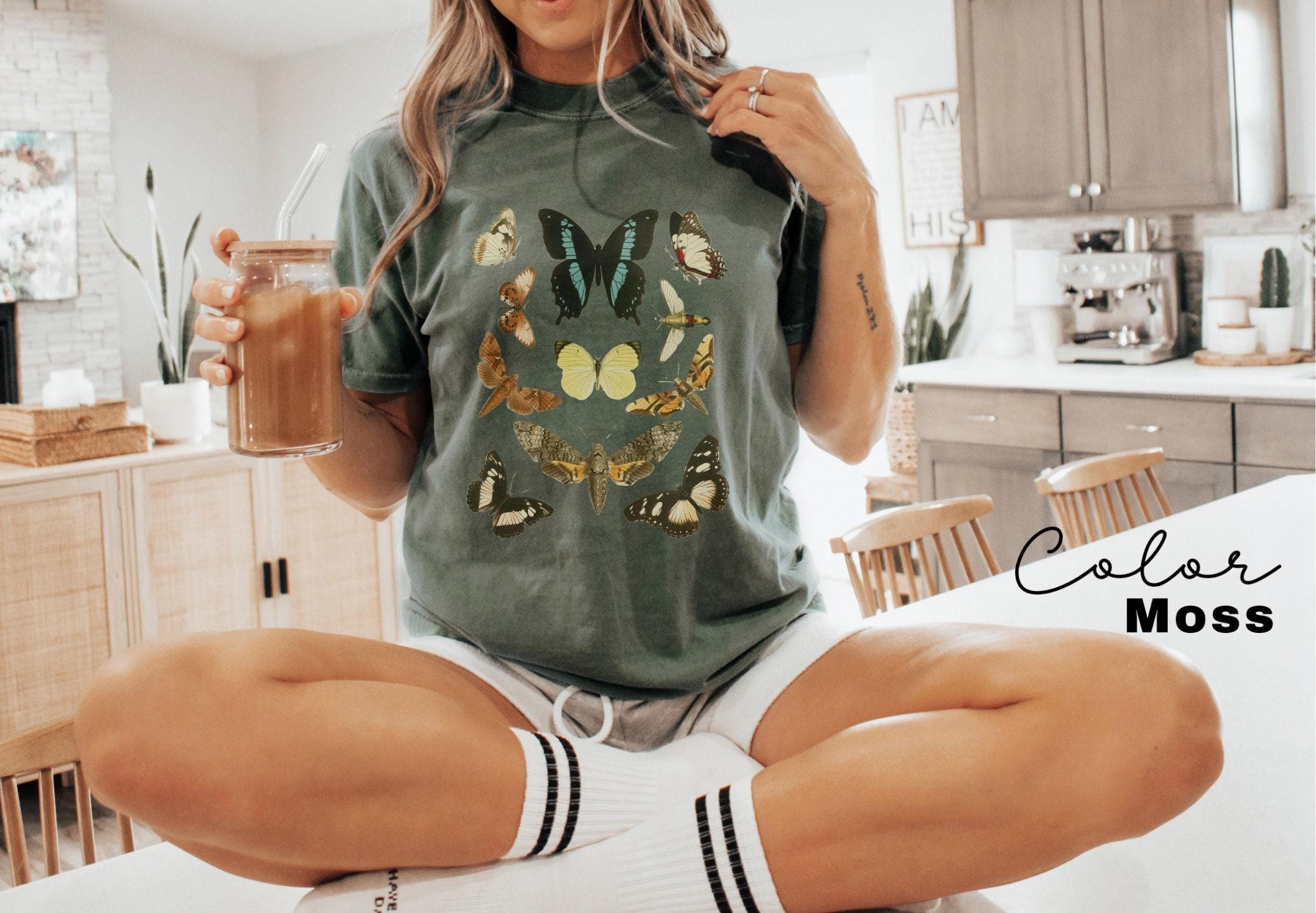 Vintage Butterfly Shirt, Cottagecore Aesthetic T Shirt, Nature Lover T-Shirt, Forestcore, Comfort Colors Tee, Moth Spring Shirt, Nature tee