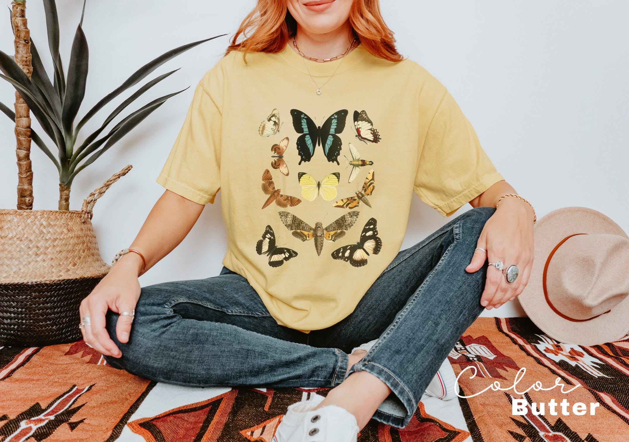 Vintage Butterfly Shirt, Cottagecore Aesthetic T Shirt, Nature Lover T-Shirt, Forestcore, Comfort Colors Tee, Moth Spring Shirt, Nature tee
