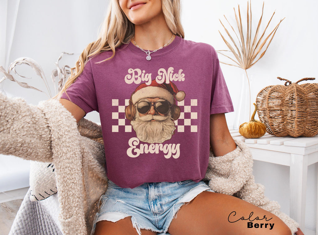 Comfort Colors Big Nick Energy Retro Christmas Tshirt, Christmas Tee, Holiday Christmas for Shirt Women, Vintage Xmas Gift, Ugly Christmas