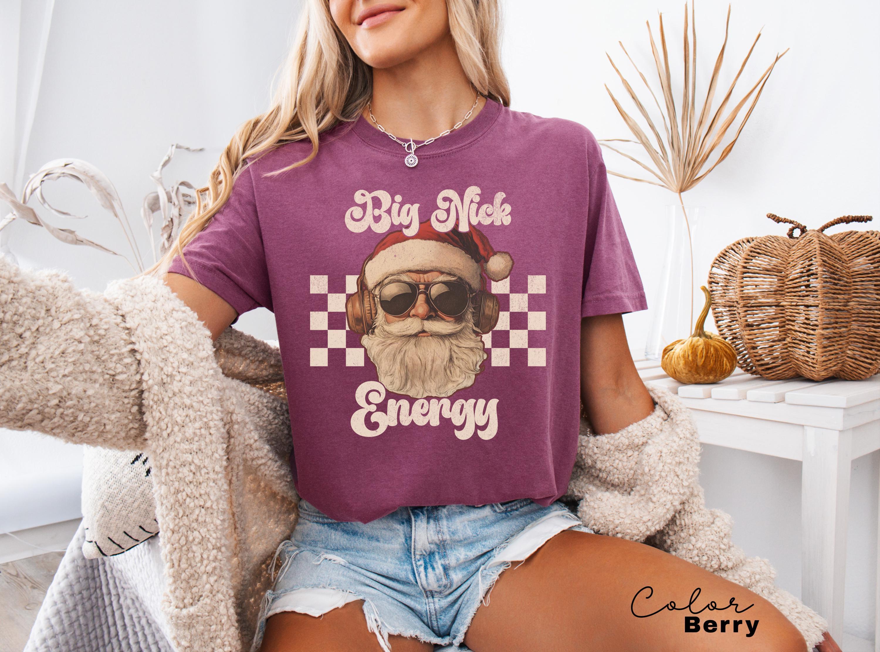 Comfort Colors Big Nick Energy Retro Christmas Tshirt, Christmas Tee, Holiday Christmas for Shirt Women, Vintage Xmas Gift, Ugly Christmas