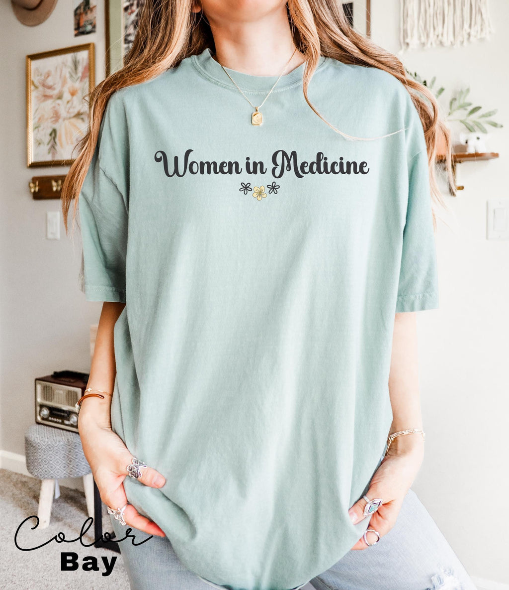 Women In Medicine Shirt, Gifts For Female MD, Female Doctor T-shirt, New Doctor Physician Shirt, Toile Bow Shirt, Flower Nurse Shirt Floral