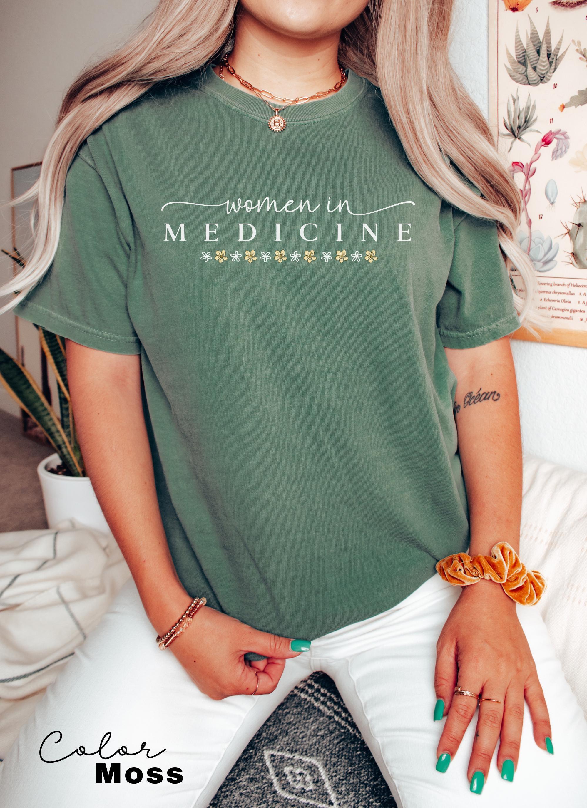 Women In Medicine Shirt, Gifts For Female MD, Female Doctor T-shirt, New Doctor Physician Shirt, Toile Bow Shirt, Flower Nurse Shirt Floral