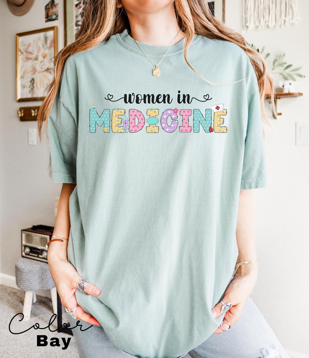 Women In Medicine Shirt, Gifts For Female MD, Female Doctor T-shirt, New Doctor Physician Shirt, Toile Bow Shirt, Pediatric Nurse, Nicu