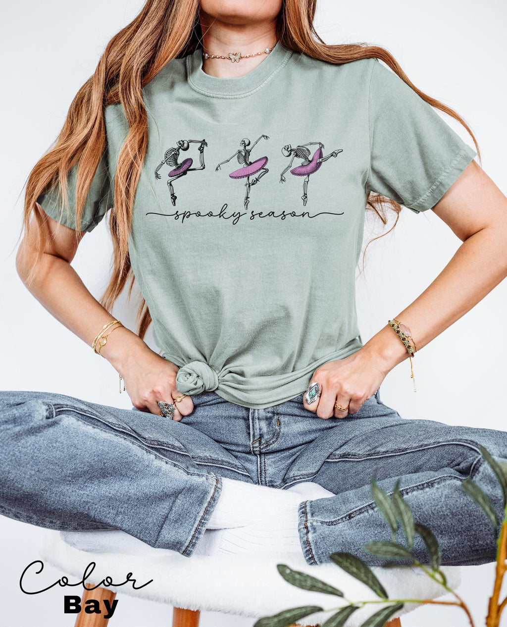 Comfort Colors® Dancing Skeleton Shirt, Retro Halloween Women's Shirt, Funny Fall Halloween Party TShirt, Spooky Season Skeleton, Ballerina