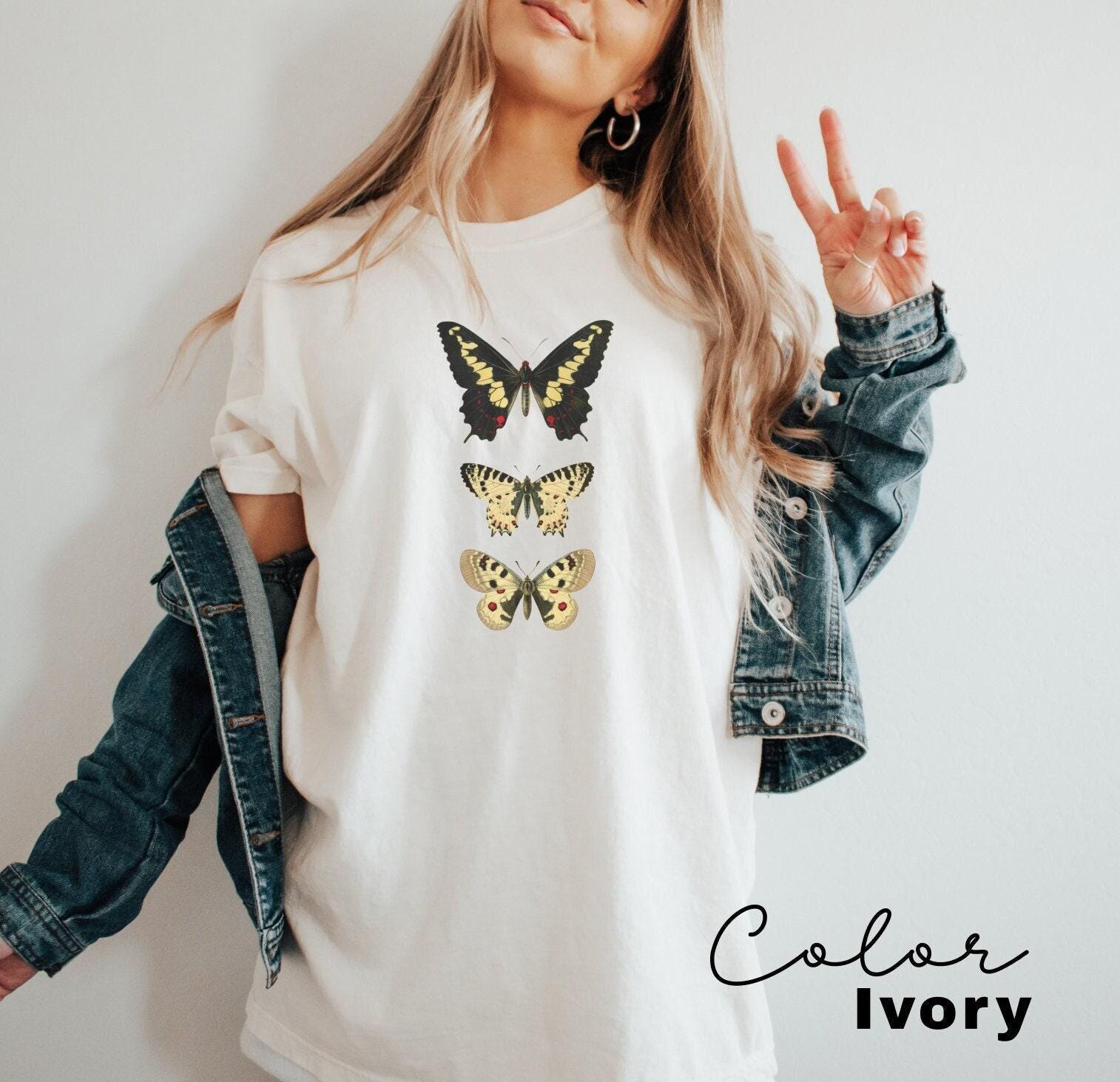 Cottagecore Butterfly Shirt, Moth Aesthetic T Shirt, Nature Lover T-Shirt, Forestcore, Comfort Colors Tee, Gift For Her, Moth Spring Shirt