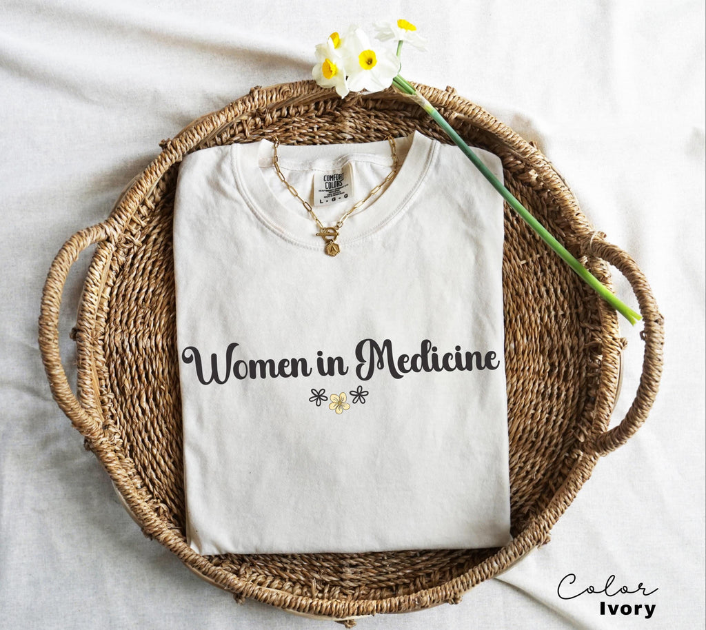 Women In Medicine Shirt, Gifts For Female MD, Female Doctor T-shirt, New Doctor Physician Shirt, Toile Bow Shirt, Flower Nurse Shirt Floral