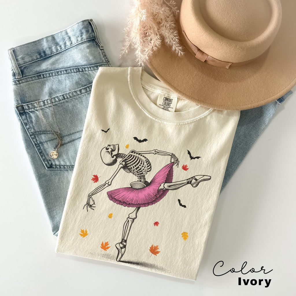 Dancing Skeleton Shirt, Halloween Shirt, Fall Shirt, Pumpkin Shirt, Retro Halloween Shirt, Ballet Skeleton, Ballerina,