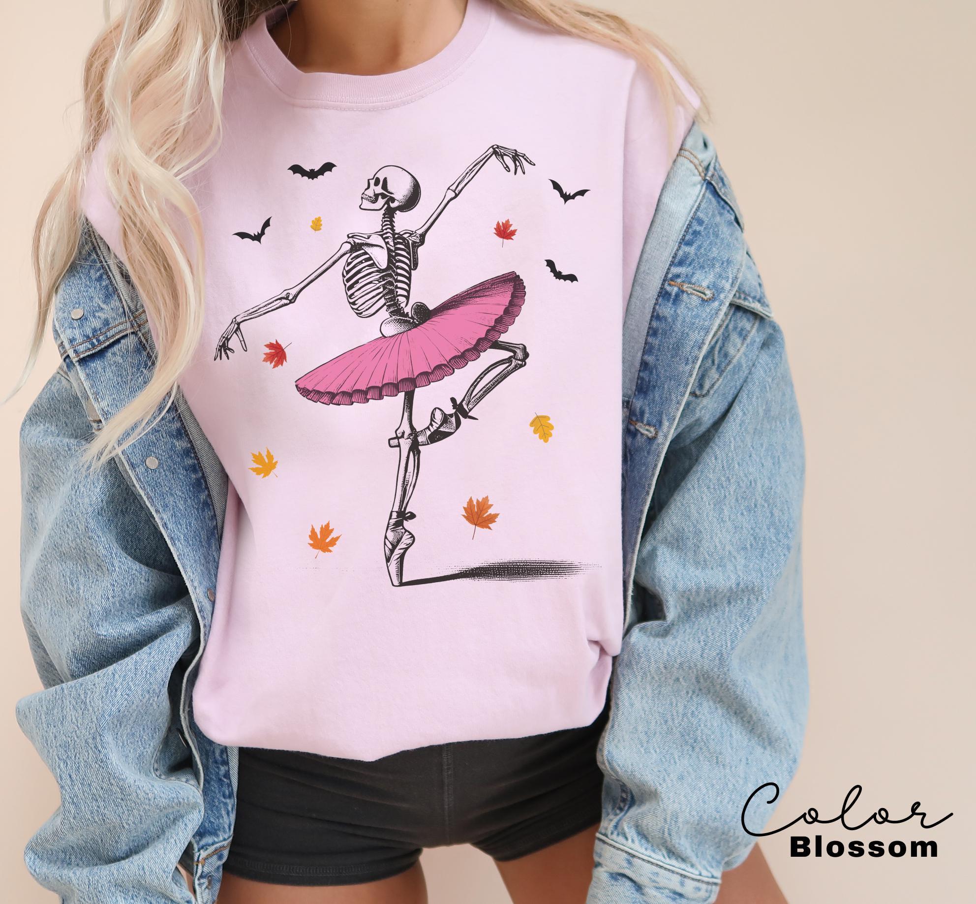 Comfort Colors® Skeleton Shirt, Halloween Shirt, Halloween Costume, Pumpkin Shirt, Retro Halloween Shirt, Ballet Skeleton, Ballerina