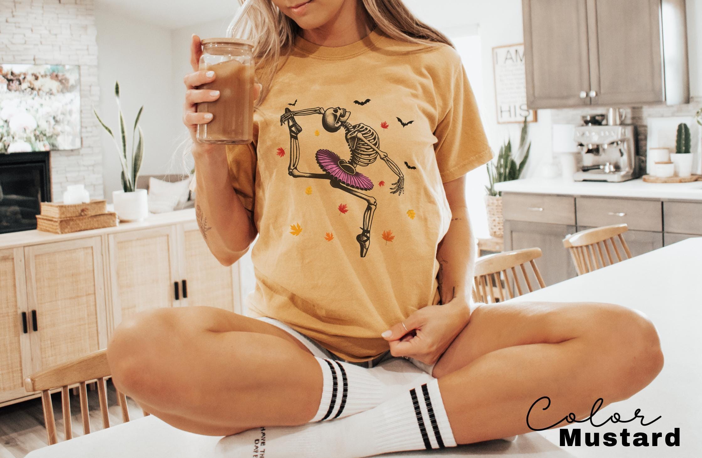 Dancing Skeleton Shirt, Halloween Shirt, Fall Shirt, Pumpkin Shirt, Retro Halloween Shirt, Ballet Skeleton, Ballerina, Halloween Party Shirt
