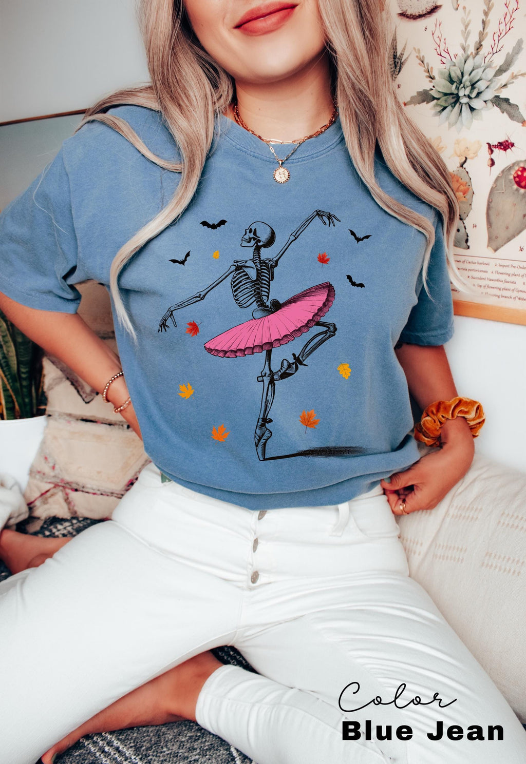 Comfort Colors® Skeleton Shirt, Halloween Shirt, Halloween Costume, Pumpkin Shirt, Retro Halloween Shirt, Ballet Skeleton, Ballerina