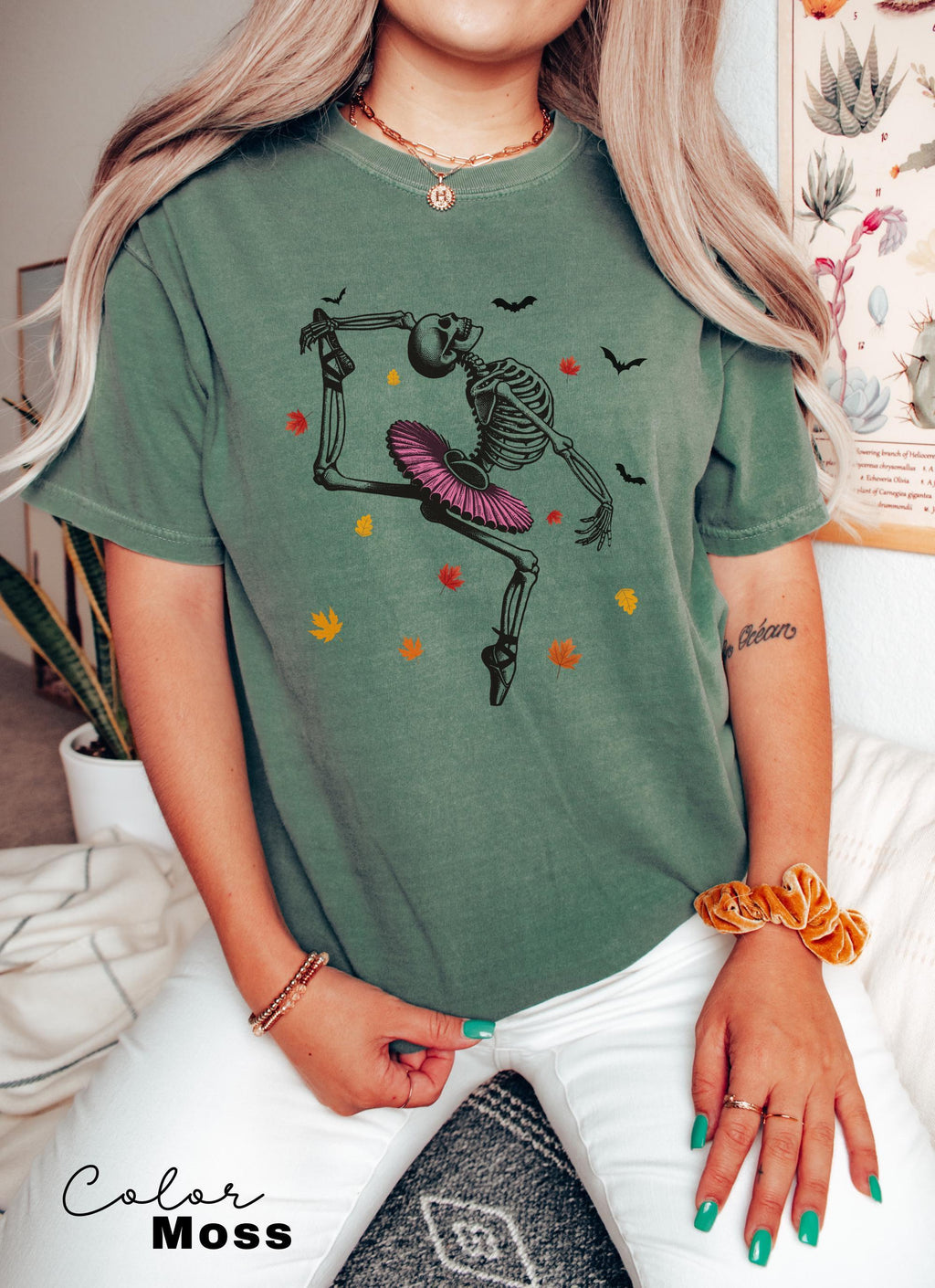 Dancing Skeleton Shirt, Halloween Shirt, Fall Shirt, Pumpkin Shirt, Retro Halloween Shirt, Ballet Skeleton, Ballerina, Halloween Party Shirt
