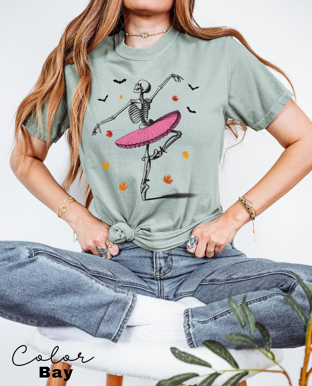 Comfort Colors® Skeleton Shirt, Halloween Shirt, Halloween Costume, Pumpkin Shirt, Retro Halloween Shirt, Ballet Skeleton, Ballerina