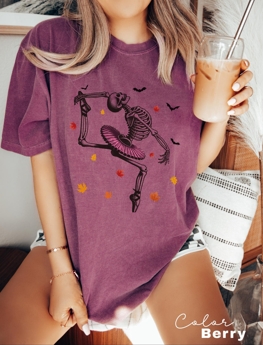 Dancing Skeleton Shirt, Halloween Shirt, Fall Shirt, Pumpkin Shirt, Retro Halloween Shirt, Ballet Skeleton, Ballerina, Halloween Party Shirt