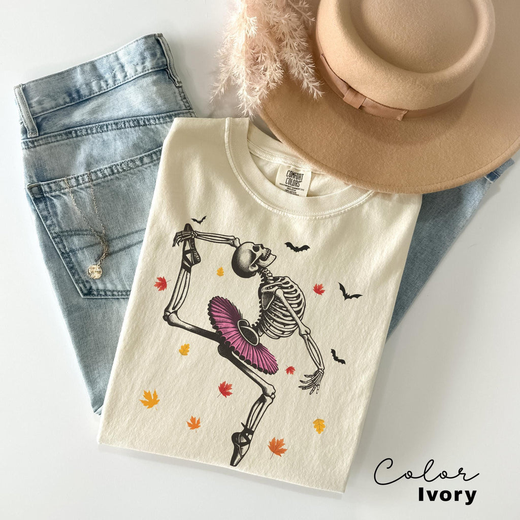 Dancing Skeleton Shirt, Halloween Shirt, Fall Shirt, Pumpkin Shirt, Retro Halloween Shirt, Ballet Skeleton, Ballerina, Halloween Party Shirt