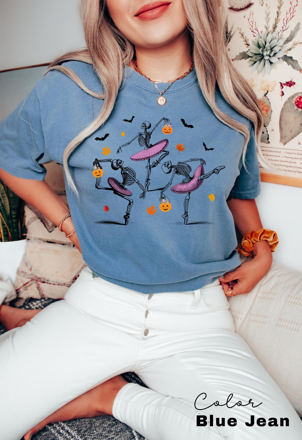Comfort Colors® Dancing Skeleton Shirt, Halloween Shirt, Halloween Costume, Pumpkin Shirt, Retro Halloween Shirt, Ballet Skeleton, Ballerina
