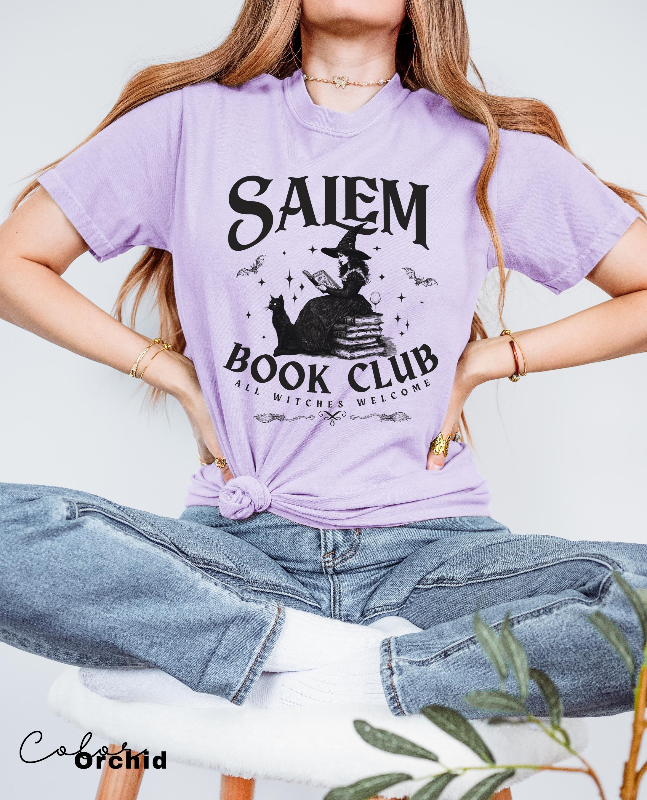 Retro Salem Book Club Shirt, Bookish Halloween Tee, Black Cat Spooky Book Lover Shirt, Salem Witches, Spooky Season Fall Bookish Things