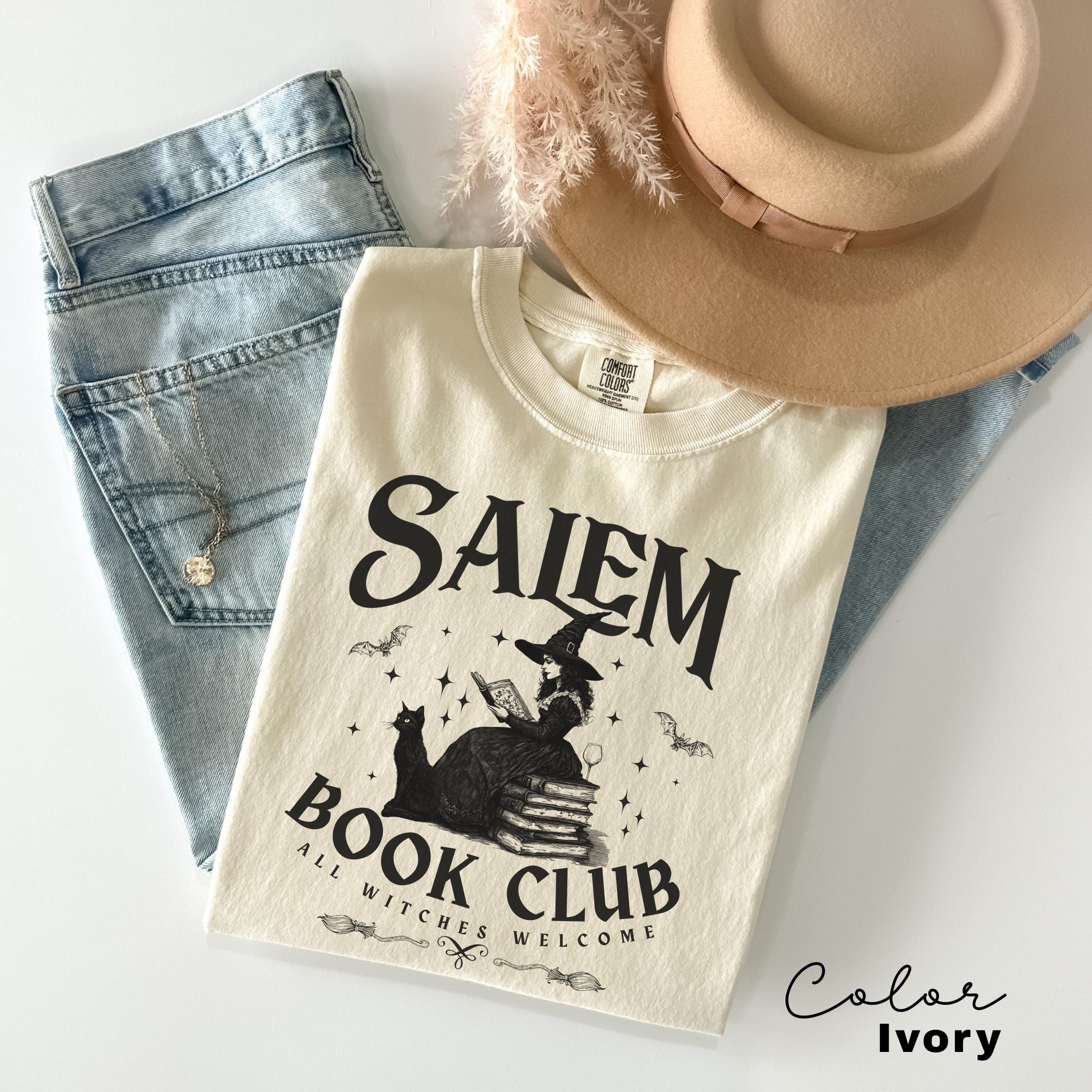 Retro Salem Book Club Shirt, Bookish Halloween Tee, Black Cat Spooky Book Lover Shirt, Salem Witches, Spooky Season Fall Bookish Things
