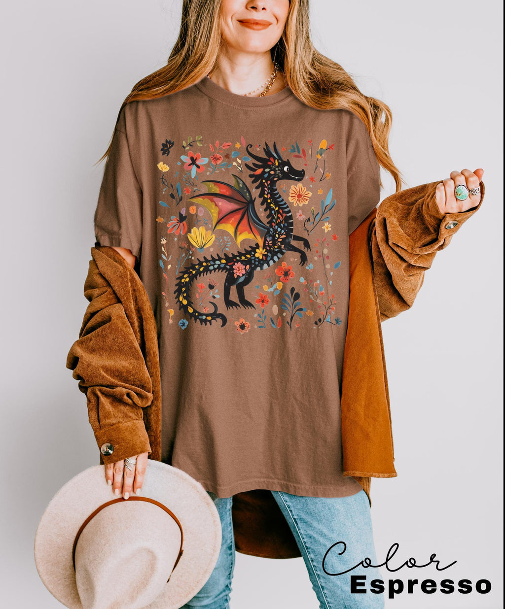 Dragon Shirt, Book Lover, Fantasy Reader, Bookworm Shirt,Bookish Shirt, Bookworm Shirt, Book Club Gift, Boho Wildflower Cottagecore T-Shirt