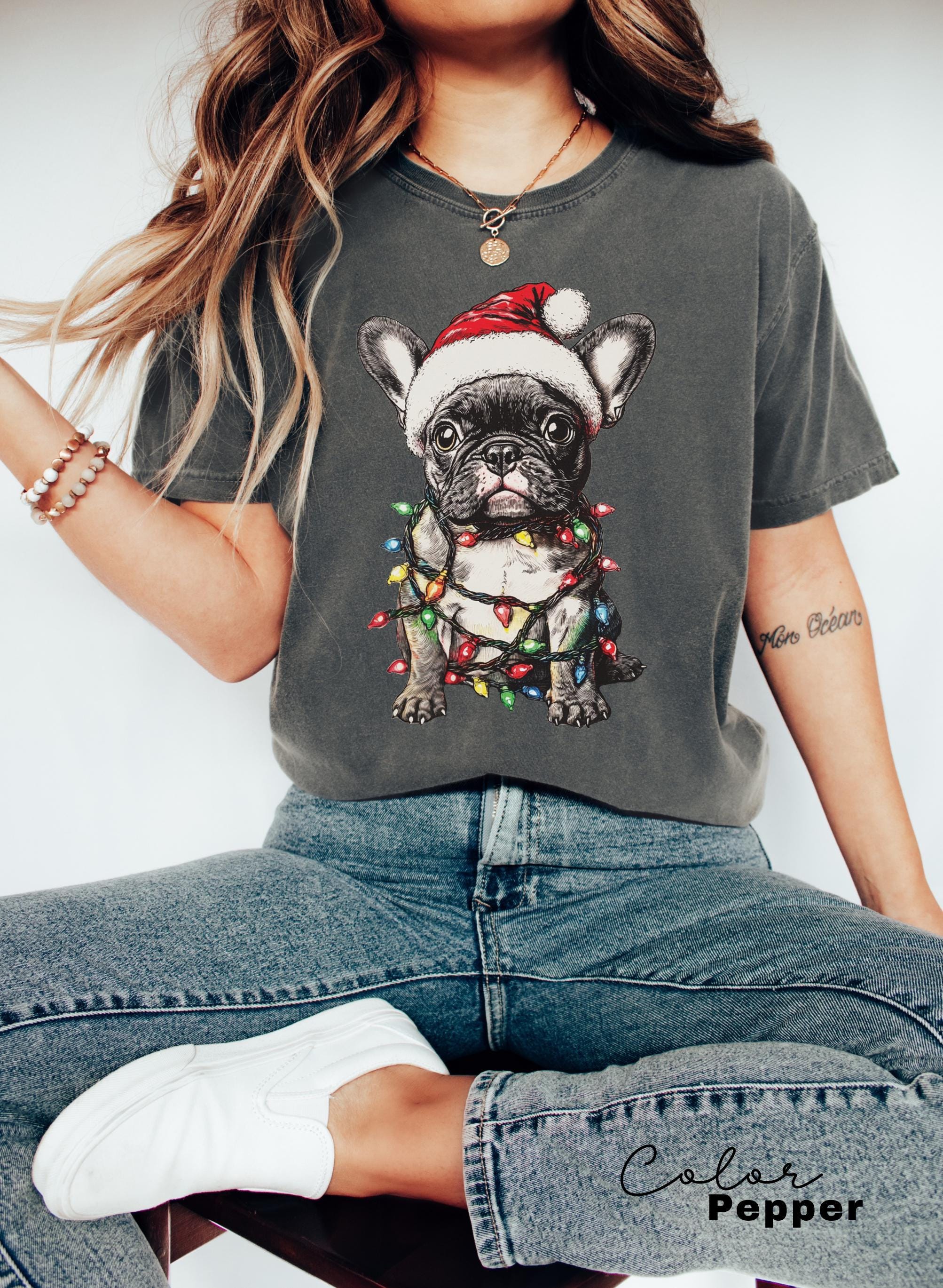 Comfort Colors® French BullDog Christmas shirt, French Bulldog gift, French Bulldog Christmas, Frenchie dog shirt, French Bulldog owner