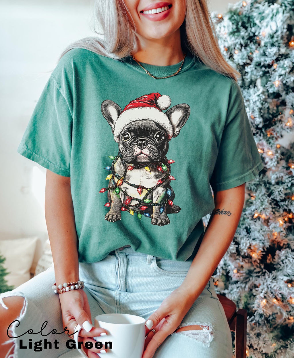 Comfort Colors® French BullDog Christmas shirt, French Bulldog gift, French Bulldog Christmas, Frenchie dog shirt, French Bulldog owner