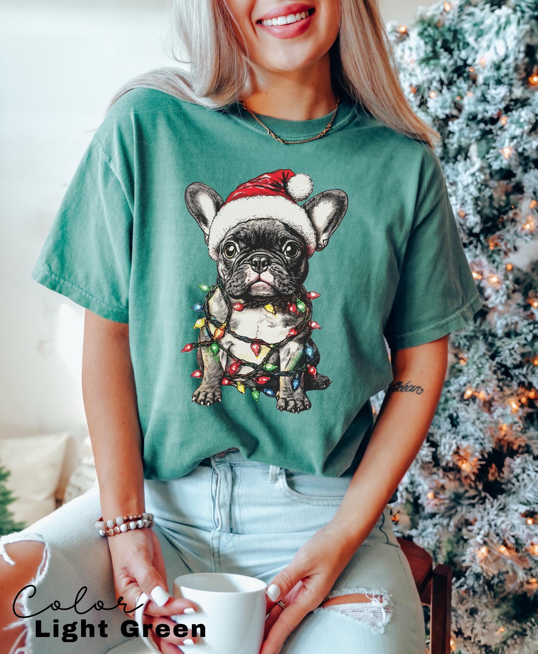 Comfort Colors® French BullDog Christmas shirt, French Bulldog gift, French Bulldog Christmas, Frenchie dog shirt, French Bulldog owner