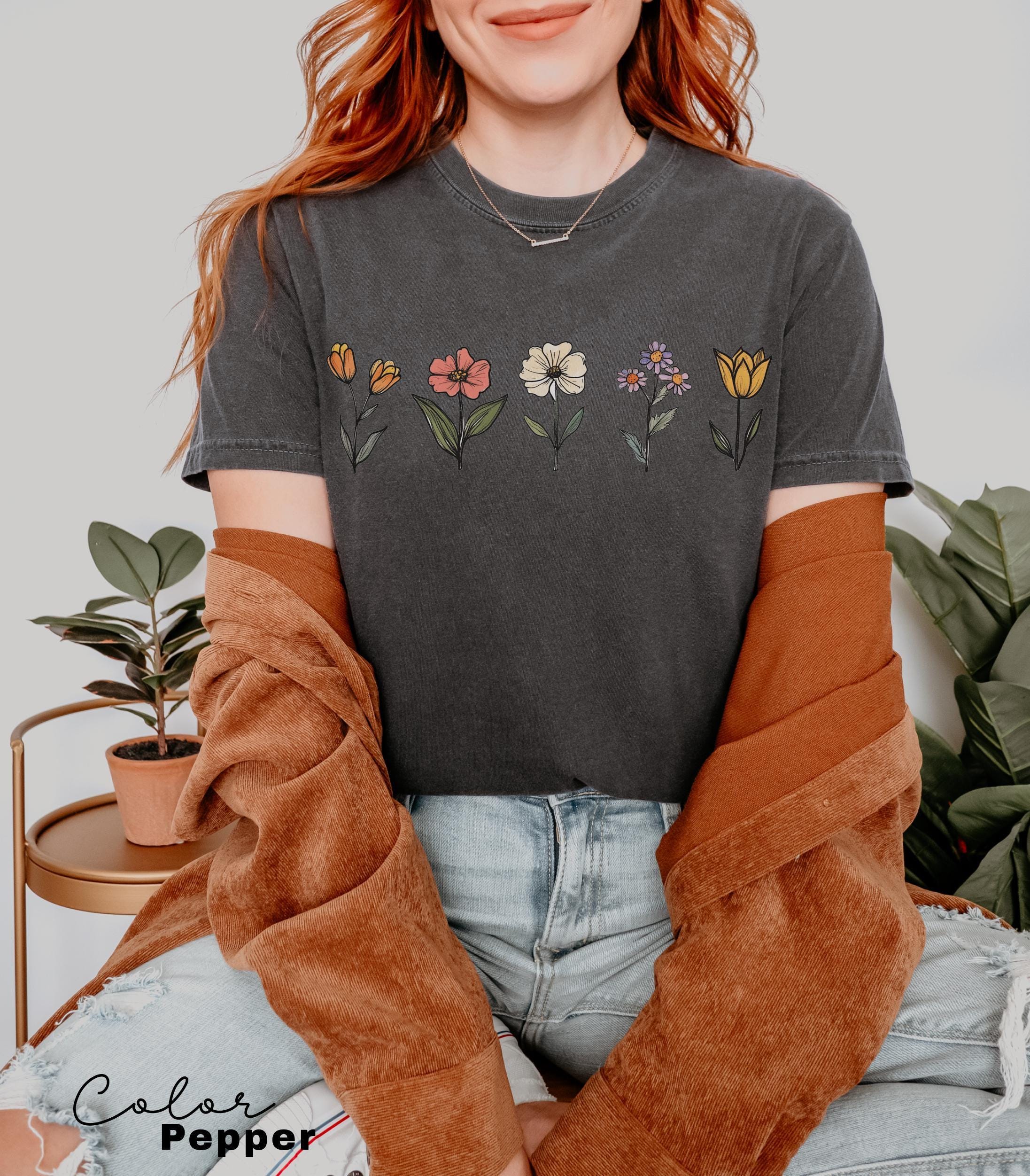 Comfort Colors® Wildflower Shirt, Floral Cottagecore Shirt, Botanical Shirt, Flower Shirt, Nature Shirt, Wildflower Tshirt,Wild Flower Shirt