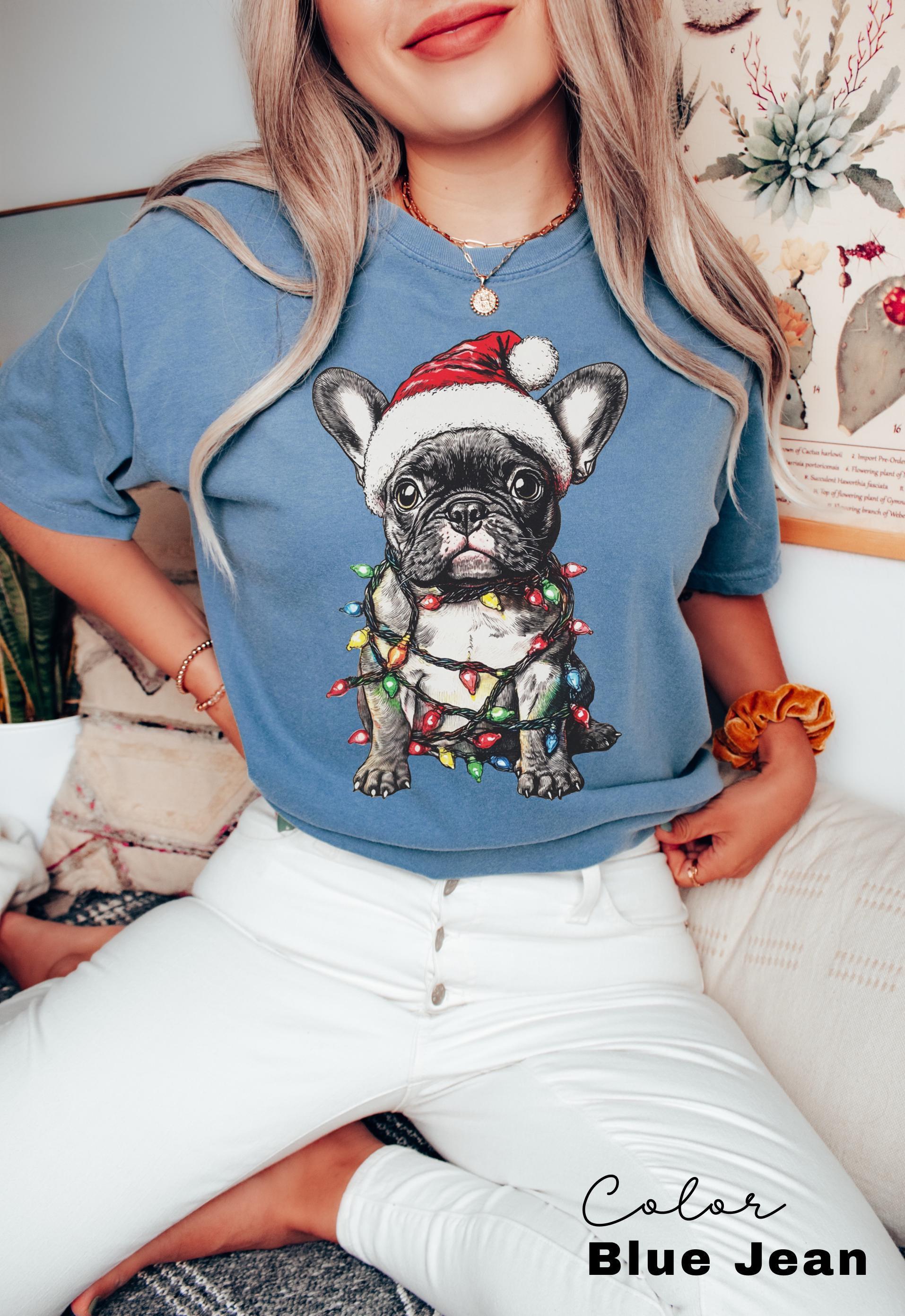Comfort Colors® French BullDog Christmas shirt, French Bulldog gift, French Bulldog Christmas, Frenchie dog shirt, French Bulldog owner