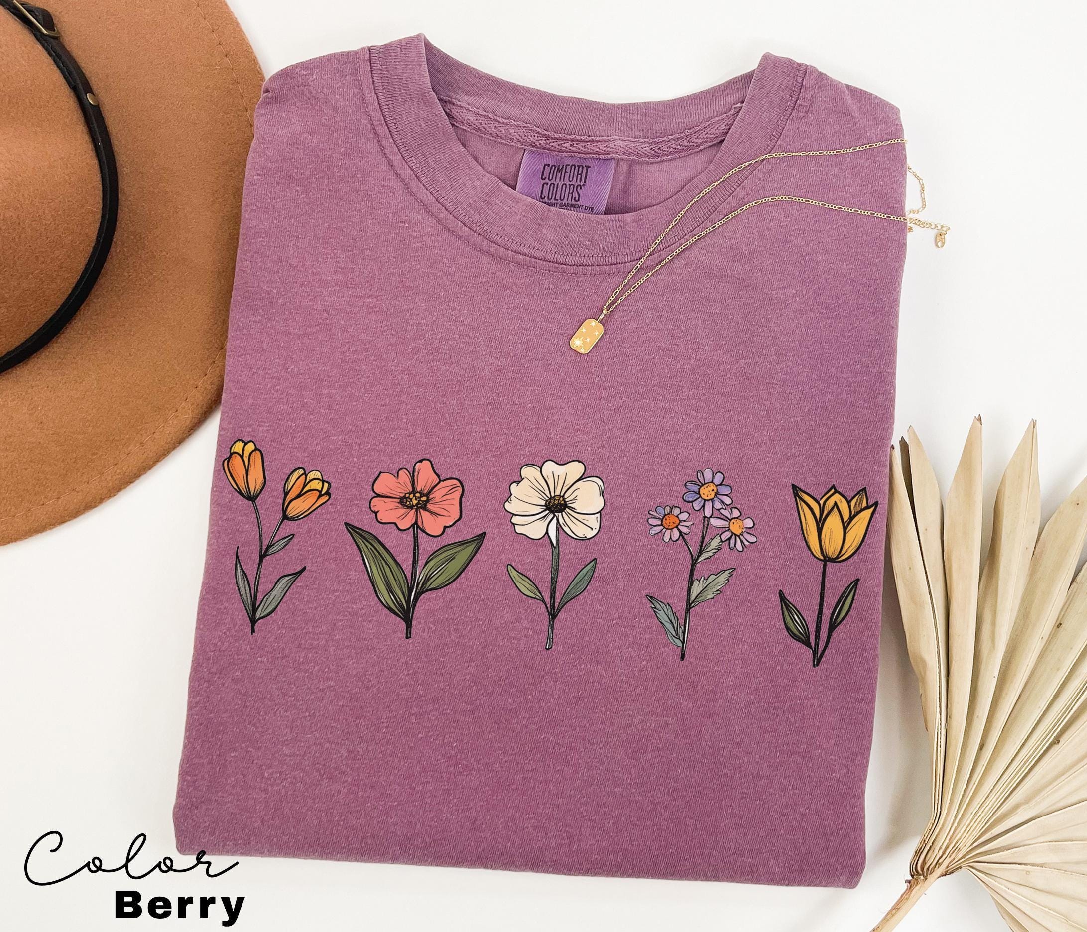 Comfort Colors® Wildflower Shirt, Floral Cottagecore Shirt, Botanical Shirt, Flower Shirt, Nature Shirt, Wildflower Tshirt,Wild Flower Shirt