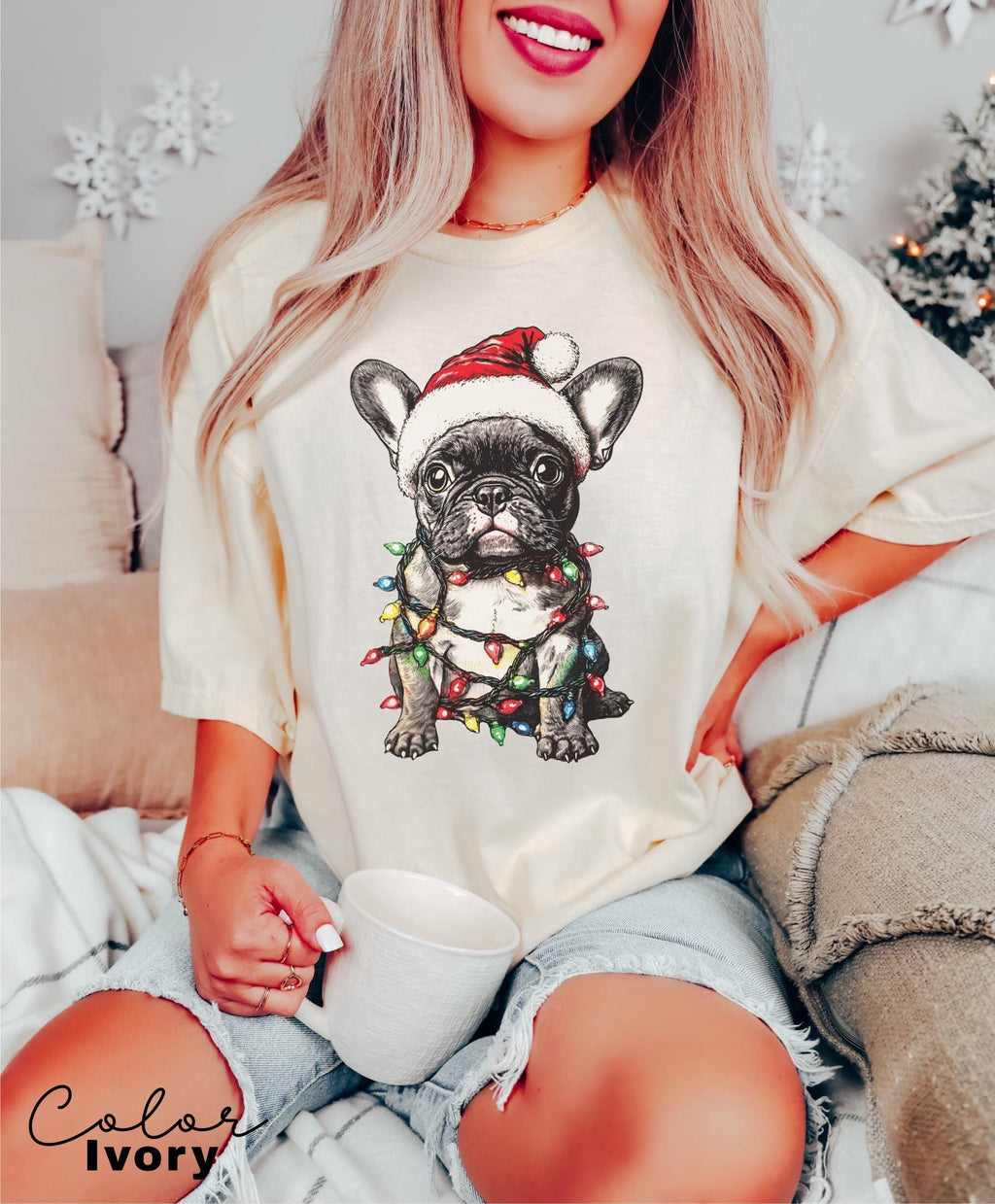 Comfort Colors® French BullDog Christmas shirt, French Bulldog gift, French Bulldog Christmas, Frenchie dog shirt, French Bulldog owner