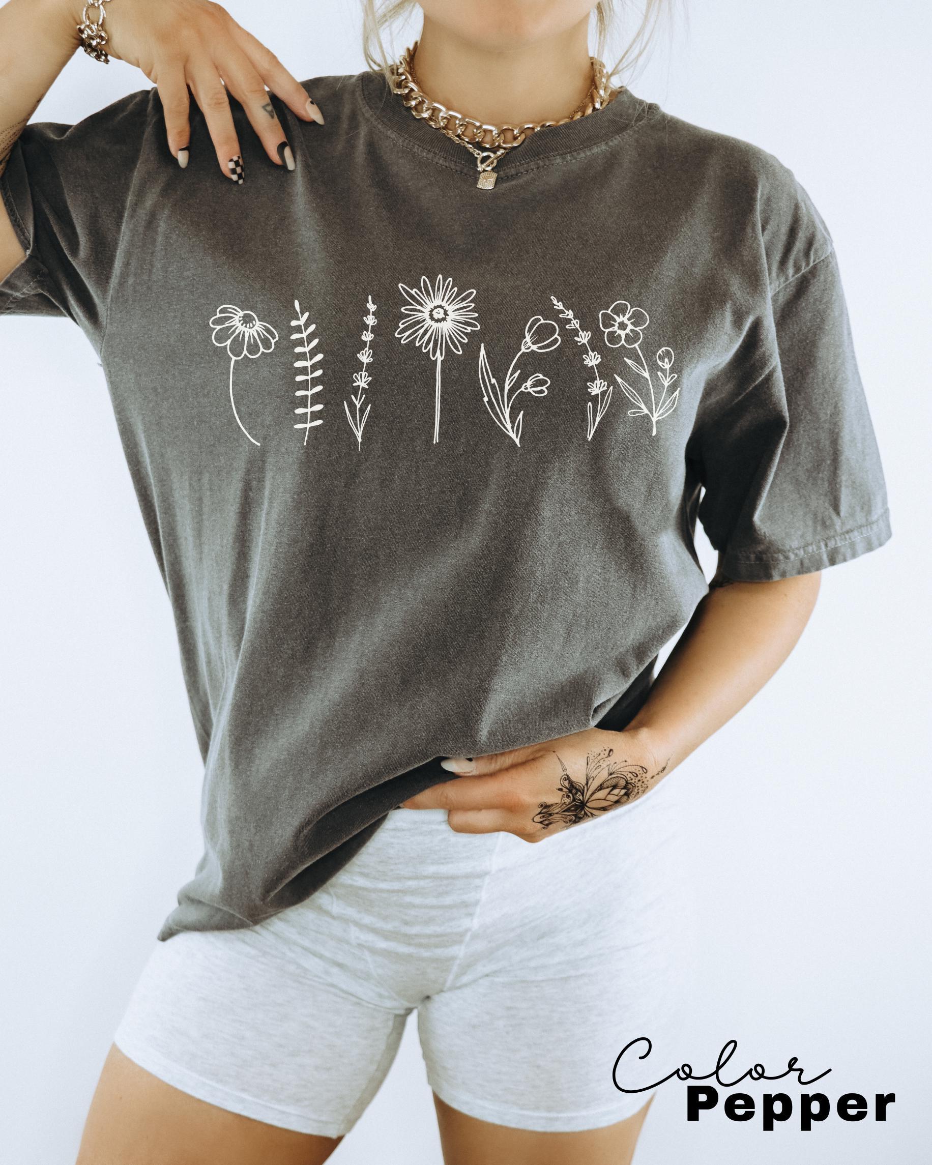 Comfort Colors® Wildflower Shirt, Floral Cottagecore Shirt, Botanical Shirt, Flower Shirt, Nature Shirt, Wildflower Tshirt,Wild Flower Shirt