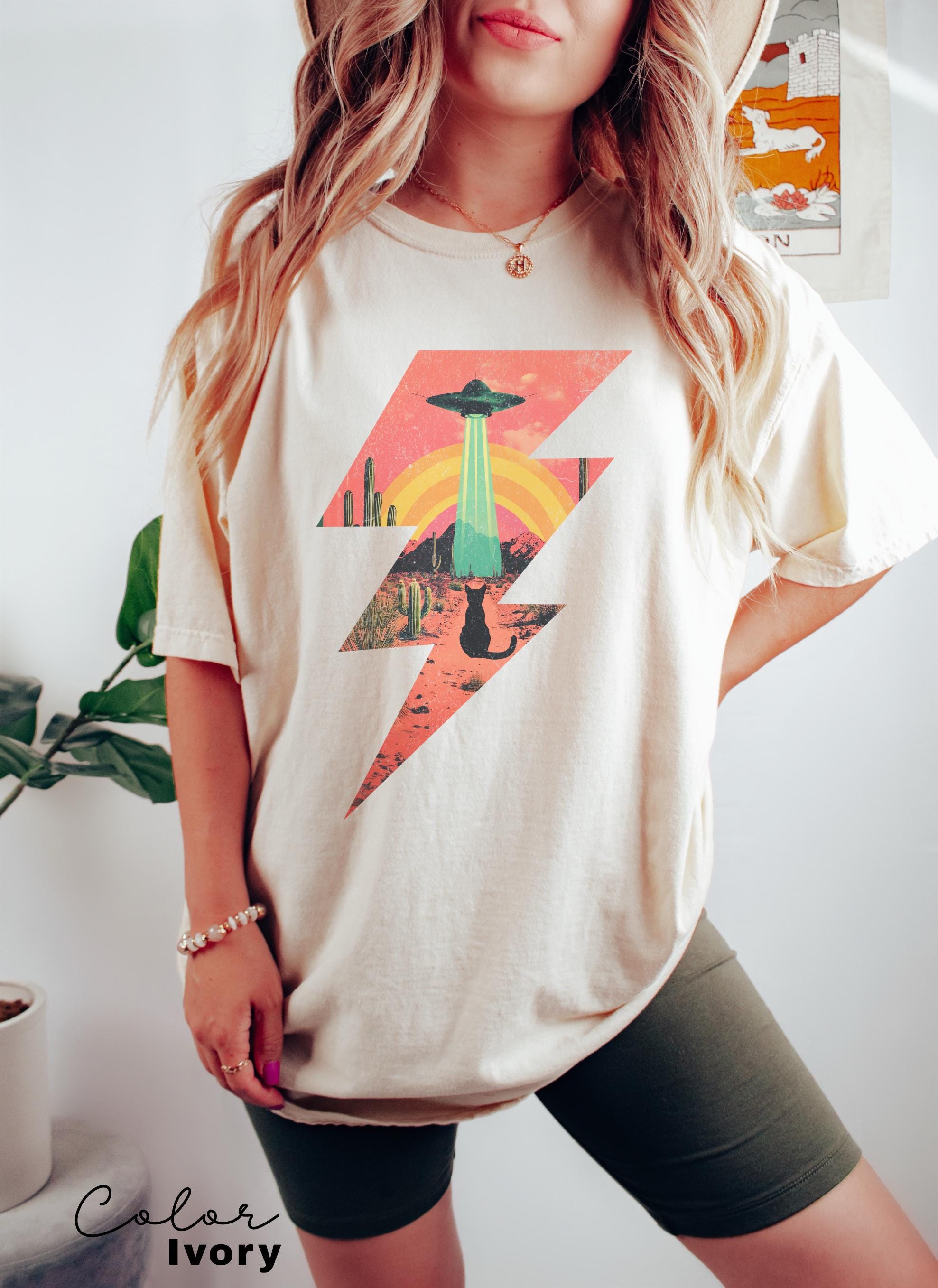 Vintage UFO Cowboy Cat Shirt, Retro T-Shirt, Retro 90s Western TShirt, Rodeo Shirt, Wild West Kitten Shirt, Funny Gag Gift Tee, Meme Shirt
