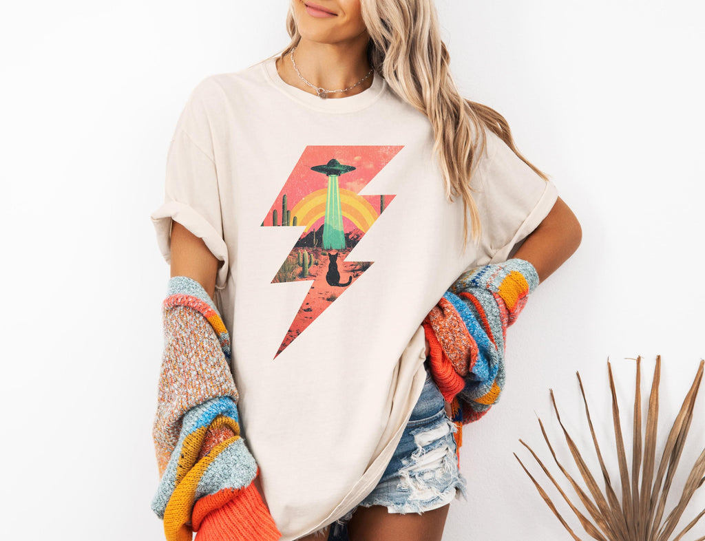 Vintage UFO Cowboy Cat Shirt, Retro T-Shirt, Retro 90s Western TShirt, Rodeo Shirt, Wild West Kitten Shirt, Funny Gag Gift Tee, Meme Shirt