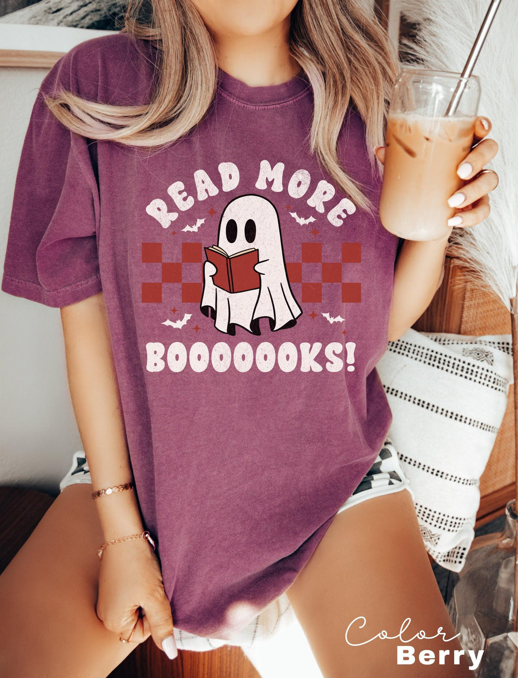 Comfort Colors® Teacher Halloween Shirt Retro, Read More Books, Halloween Teacher Shirt, Cute Spooky Teacher Shirt, Ghost Pumpkin Shirt