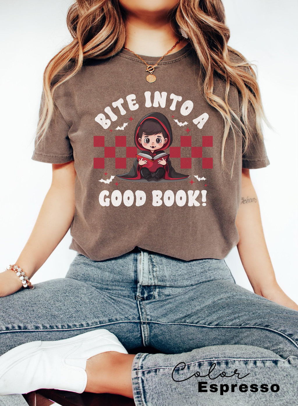 Comfort Colors® Teacher Halloween Shirt, Bite Into a Good Book, Halloween Teacher Shirt, Trick or Teach Shirt, Spooky Teacher T-shirt,