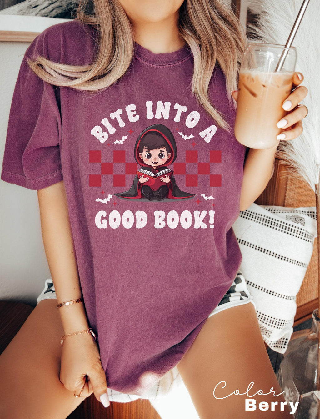 Comfort Colors® Teacher Halloween Shirt, Bite Into a Good Book, Halloween Teacher Shirt, Trick or Teach Shirt, Spooky Teacher T-shirt,
