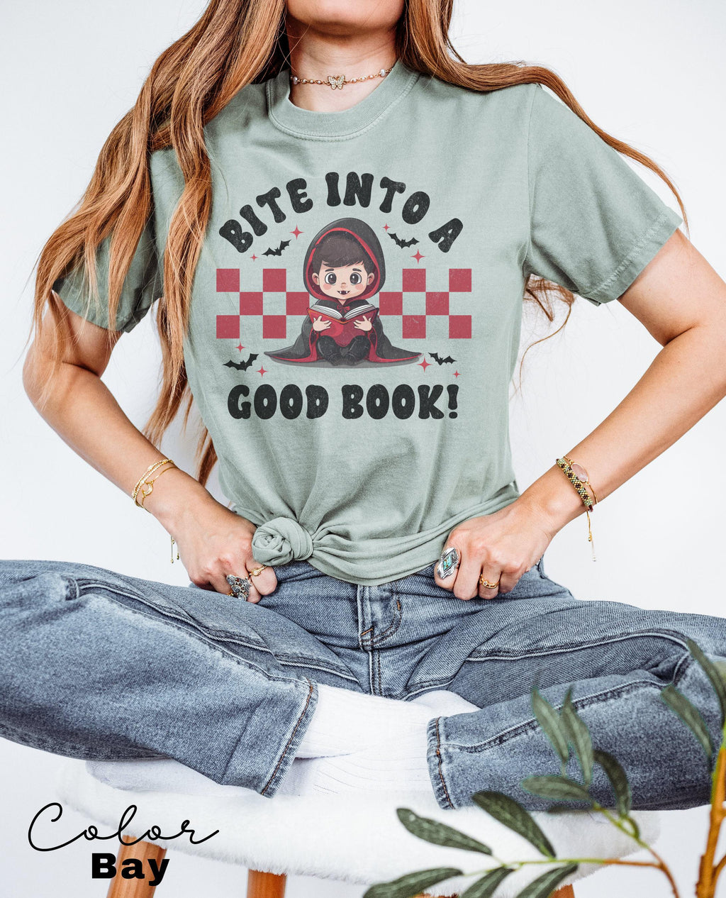 Comfort Colors® Teacher Halloween Shirt, Bite Into a Good Book, Halloween Teacher Shirt, Trick or Teach Shirt, Spooky Teacher T-shirt,