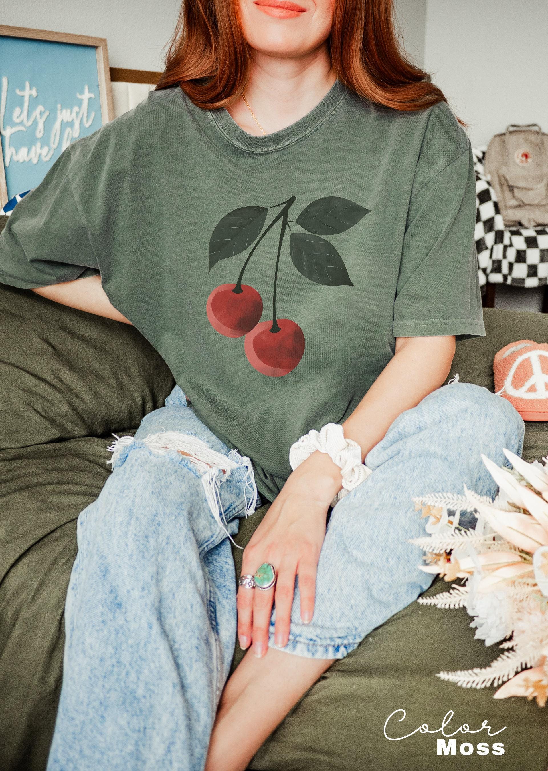 Cute Cherry Shirt, Summer Cherry Shirt, Cottagecore Fruit Tshirt, Cherry Graphic Shirt, Botanical Garden Tshirt, Cherry Gift, Summer Tee